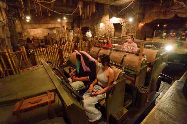 Socially-distanced riders on the Indiana Jones Adventure ride at Disneyland in Anaheim, CA, on Friday, April 30, 2021. (Photo by Jeff Gritchen, Orange County Register/SCNG)