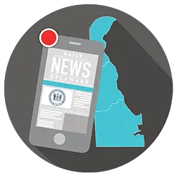 Graphic that represents delaware news on a mobile phone