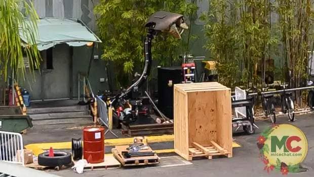 Employees work on the new audio-animatronic snake outside the Indiana Jones Adventure attraction at Disneyland. (Courtesy of MIceChat)