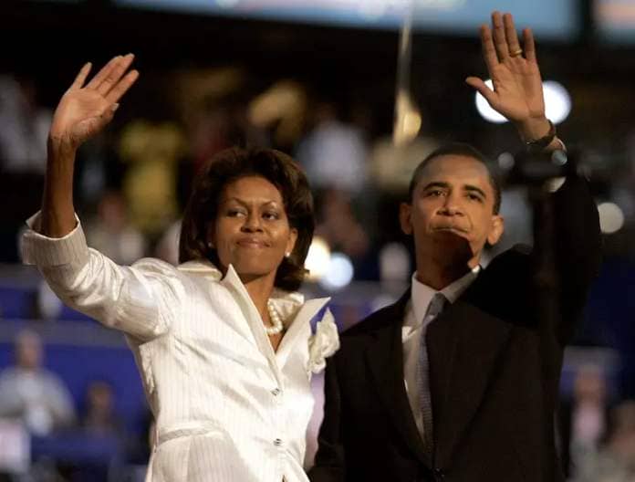 Michelle and Barack Obama in 2004