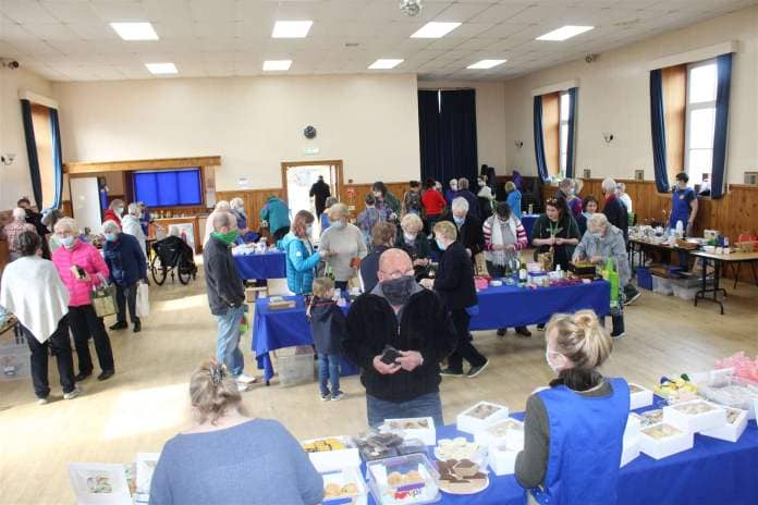 The busy scene at Saturday's Cats Protection sale in Alford community hall. Picture: Griselda McGregor