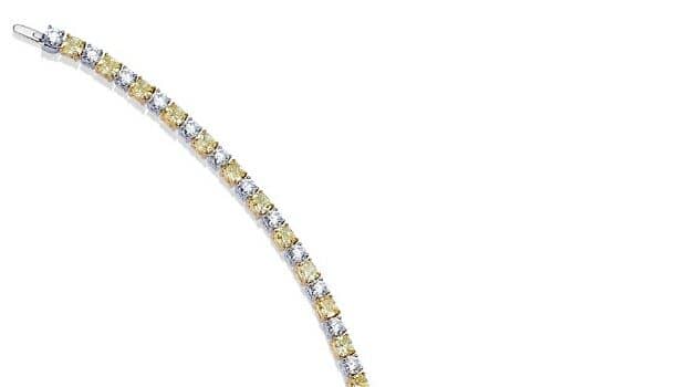 Tiffany Bracelet in Platinum and Gold with Fancy Yellow Diamonds and White Diamonds