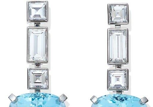 Tiffany Earrings in Platinum with Aquamarines and Diamonds