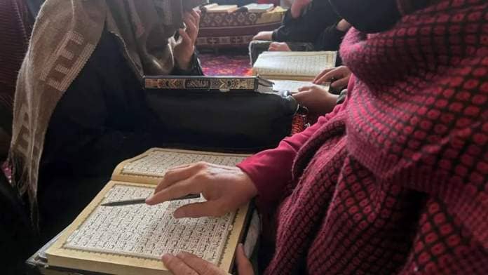 Instead of maths and literature, the girls focus on rote-learning the Koran in Arabic -- a language most of them don't understand. Those who want to learn the meaning of the verses study separately, where a teacher translates and explains the text in their local language. (Source: AFP)