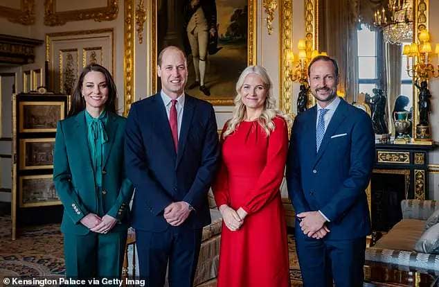The couple pictured with the Prince and Princess of Wales at Windsor Castle during their royal tour of the UK earlier this month