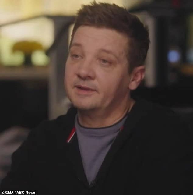 Renner contemplated his existence wondering whether he'd be 'just a spine and a brain', he said