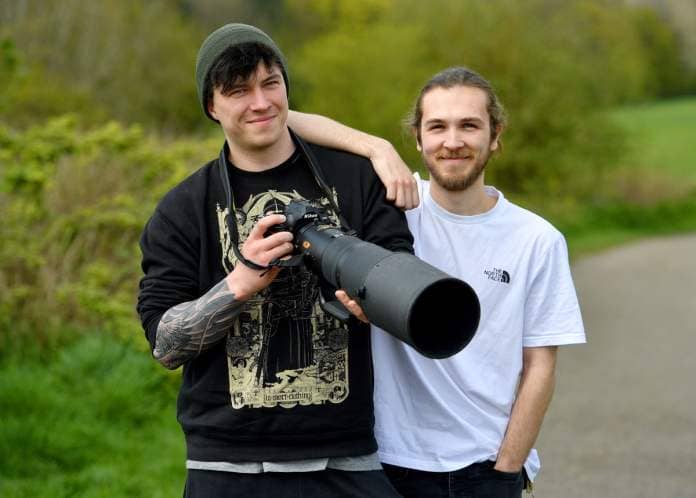Matt Kirby and Dan Munn, who are on the lookout for parakeets around Beacon Hill, Sedgley.
