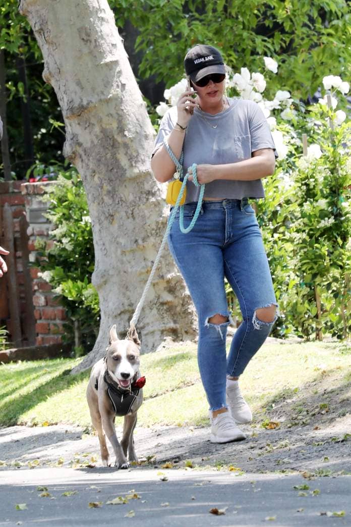 Billie Lee walking Ariana Madix's dog Mya