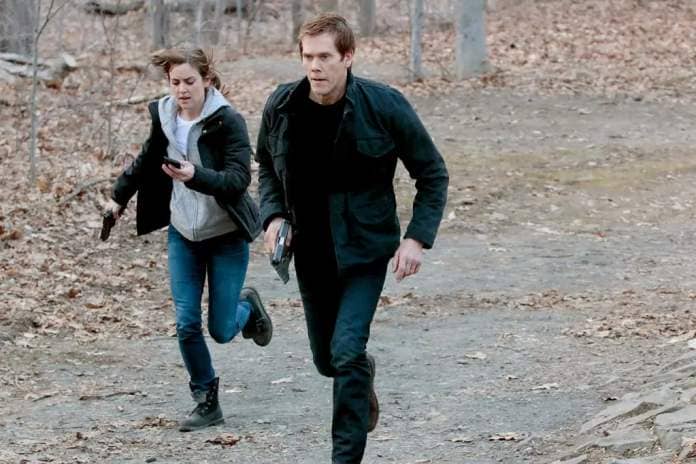 THE FOLLOWING, l-r: Jessica Stroup, Kevin Bacon in 'Dead or Alive/The Reckoning' (Season 3, Episodes 14 and 15, aired May 18, 2015). ph: Giovanni Rufino/©Fox/courtesy Everett Collection