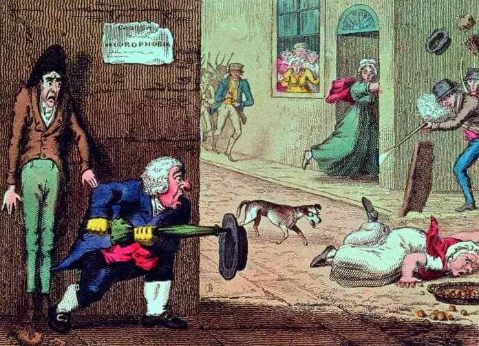 ‘Mad Dog’, hand-coloured engraving, 1826.