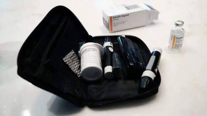 Insulin injection equipment in a bag