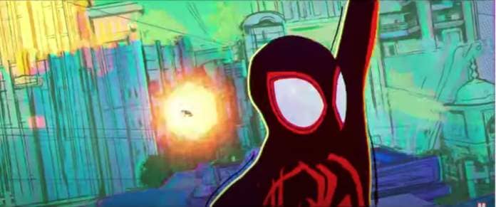 spiderman swings in spiderman across the spiderverse in best movies for kids 2023