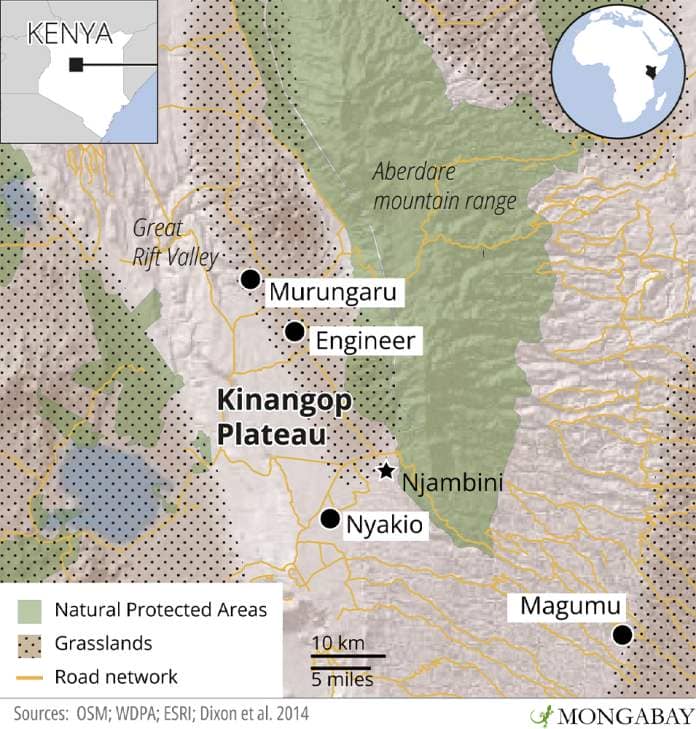 Map of Kinangop plateau.
