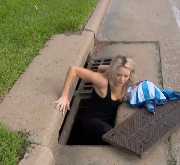 Houston woman has spent three days crawling through cockroach-infested storm drains.