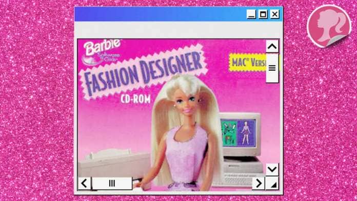 An illustration consisting of images of Barbie iconography, Glitter and Barbie Logo.