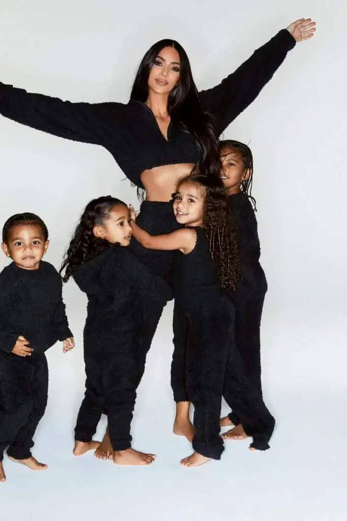 Kim Kardashian with her kids and niece Dream