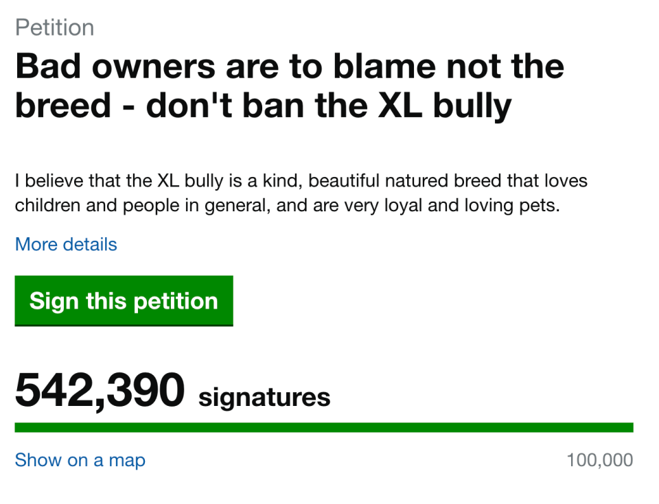 More than 540,000 people had signed the petition by Tuesday lunchtime. 