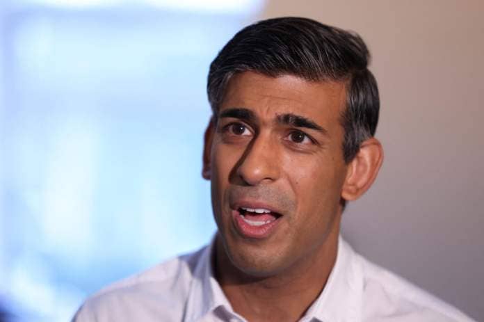 WORMLEY, ENGLAND - SEPTEMBER 25: British Prime Minster Rishi Sunak speaks during an interview at Wormley Community Centre on September 25, 2023 in Wormley, England. (Photo by Hollie Adams - WPA Pool/Getty Images)