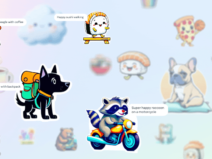 Animation showing AI-generated stickers