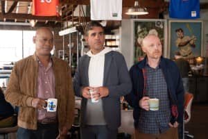 OLD DADS, from left: Bokeem Woodbine, Bobby Cannavale, Bill Burr, 2023. ph: Michael Moriatis / © Netflix /Courtesy Everett Collection