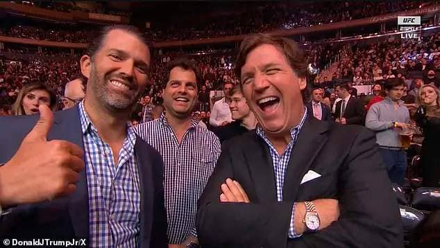 Donald Trump Jr and Tucker Carlson were also at Saturday's event
