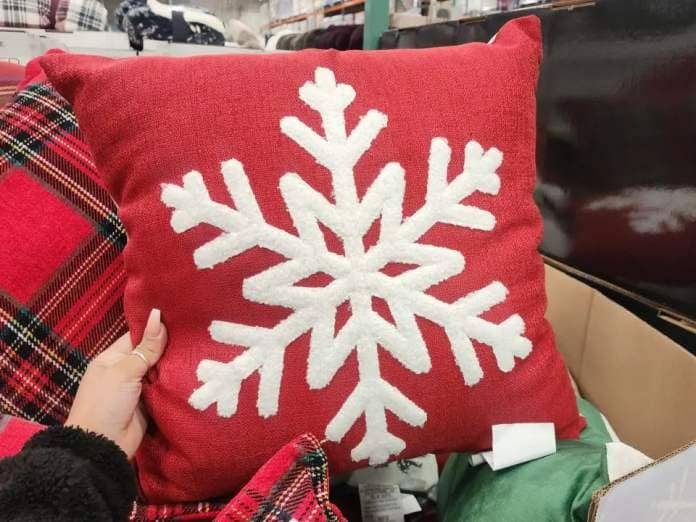 Brentwood holiday pillow with a snowflake on it