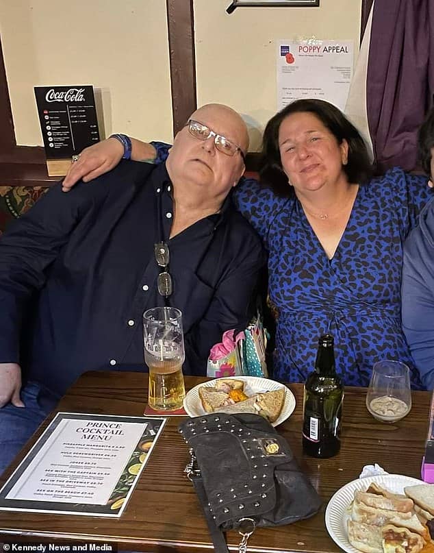 Mrs Thwaites, who is married to 69-year-old Dave Thwaites (pictured left), is sharing her ordeal in order to encourage people to overcome embarrassment and get anything unusual checked out