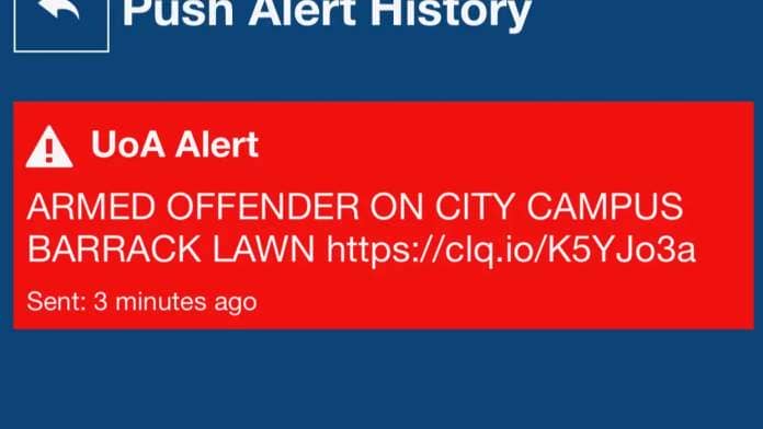 A push notification alert sent over the firearm sighting.
