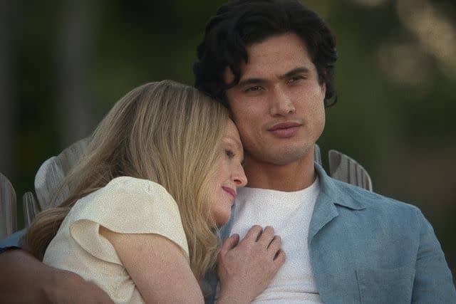 <p>Courtesy of Netflix</p> Julianne Moore as Gracie Atherton-Yoo with Charles Melton as Joe in May December.