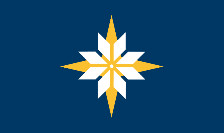 A flag with the north star and a snowflake on top