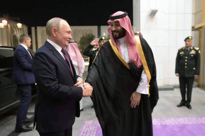 President Vladimir Putin visited Saudi Arabian Crown Prince Mohammed bin Salman al Saud (EPA)