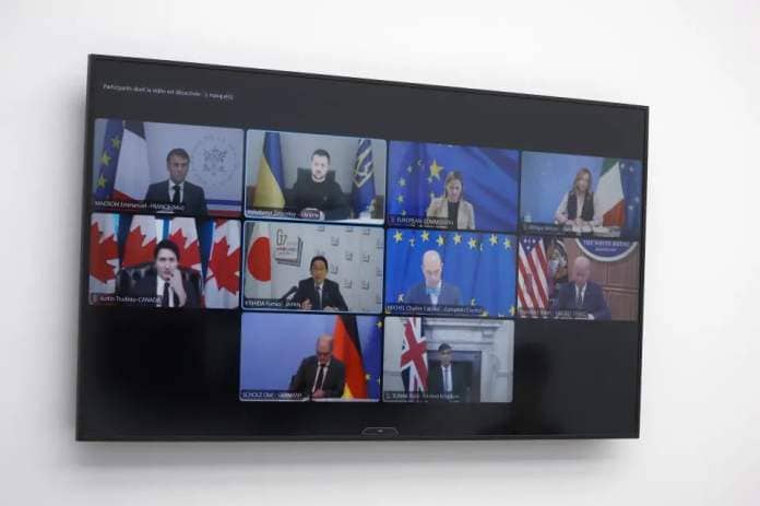 G7 summit leaders and guests took part in the virtual meeting on Wednesday (AP)