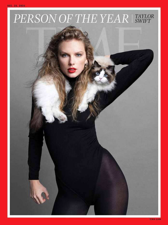Taylor Swift s Cat Benjamin Button Steals the Show on Time 2023 Cover A Guide to Her Pets 924