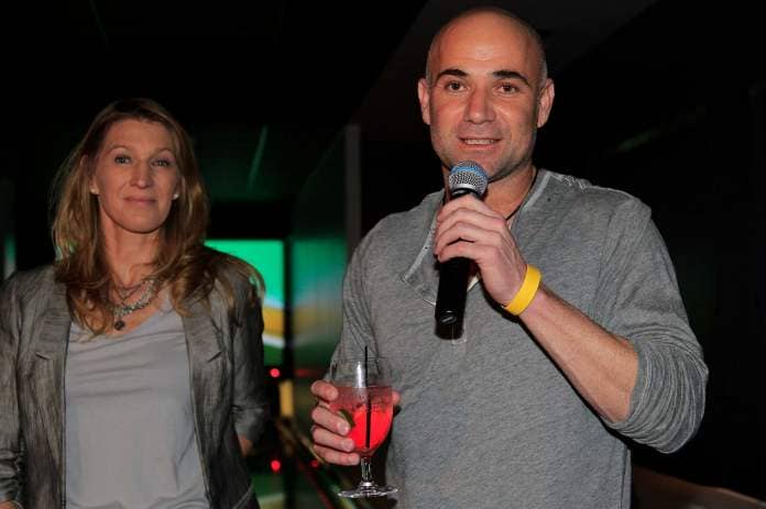 Agassi and his wife from The Picleball Slam shoot
