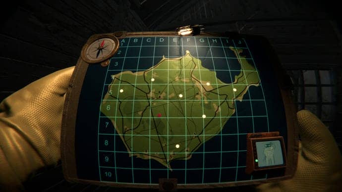 A screenshot of Digested showing an in-game map of a barren island