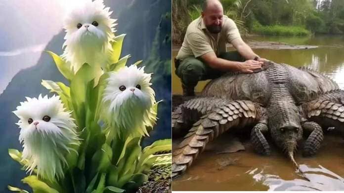 Both the Himalayan Monkey Flower and the octopus-turtle hybrid are made up creatures (Image via X / @DrSYQuraishi / Facebook / The Somerset Insider)
