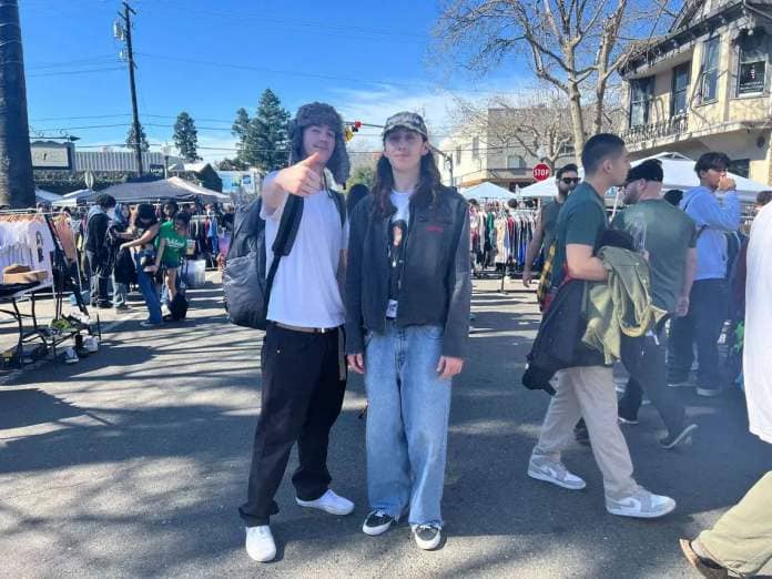 Ethan Putnam, left, and Elliott Correa. FIT CHECK: Correa is wearing a Red Rum Dog Pound hat, a Team-SESH jacket, Anchor Blue jeans and Converse shoes.