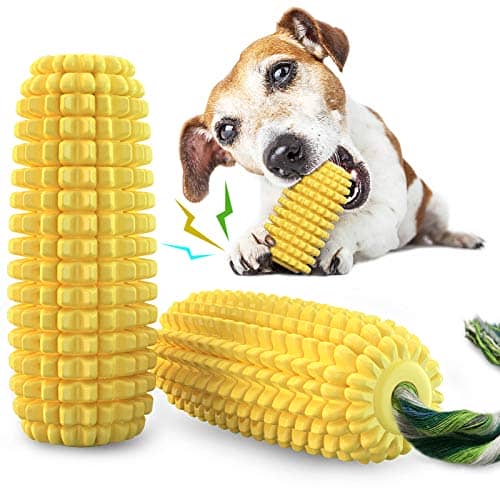 Carllg Indestructible Dog Toy Squeaky Corn Stick