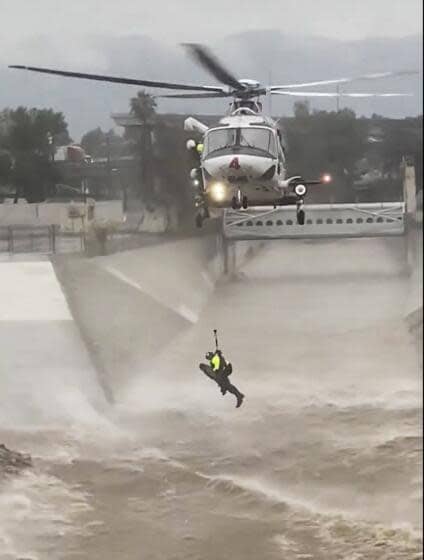 @LAFD rescuing a man who jumped into the water to rescue his dog, and also safely locating the dog down river.