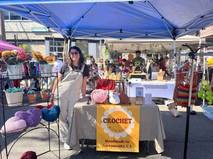 Nica Heitkam, owner of Crochet with Nica, at her booth at the World’s Worst Expo in midtown Sacramento on Sunday, Feb, 25.