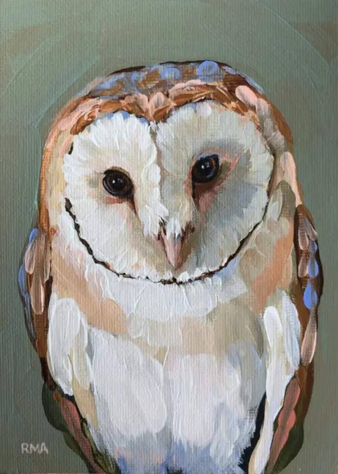 Oil Portrait of an owl by Rachel Altschuler