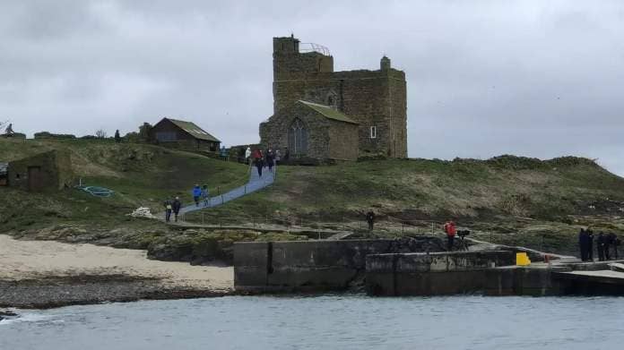 People walking up the path from the jetty on Inner Farne