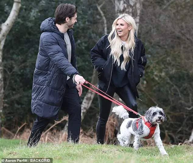 Chloe Burrows, 28, continued getting to know Too Hot To Handle's Harry Johnson, 31, on Saturday as the two enjoyed a romantic dog walk in Essex