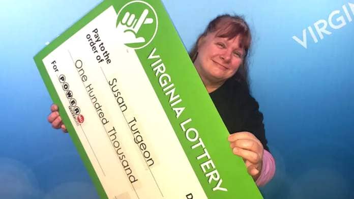 Virginia Lottery said Susan Turgeon's ticket matched a total of five numbers – four numbers...