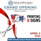 April 2: SCV Chamber Grand Opening USA Printing & Signs