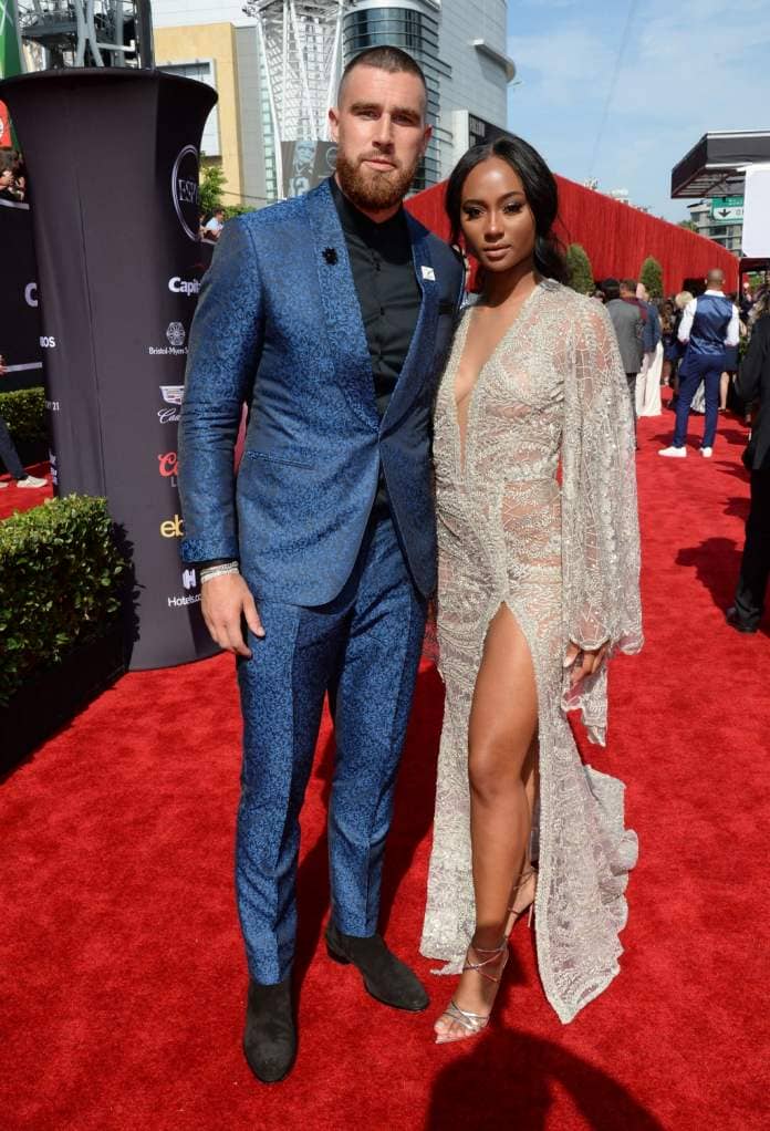 Kayla Nicole and Travis Kelce at the 2018 ESPY Awards Red Carpet Show Live.