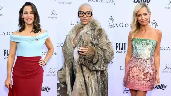 Jennifer Garner, Doja Cat wears lingerie with luggage and wine glass, and Sarah Michelle Gellar at the Fashion Los Angeles Awards on April 28 in Beverly Hills, red carpet, Rosie Assoulin, Oscar de la Renta