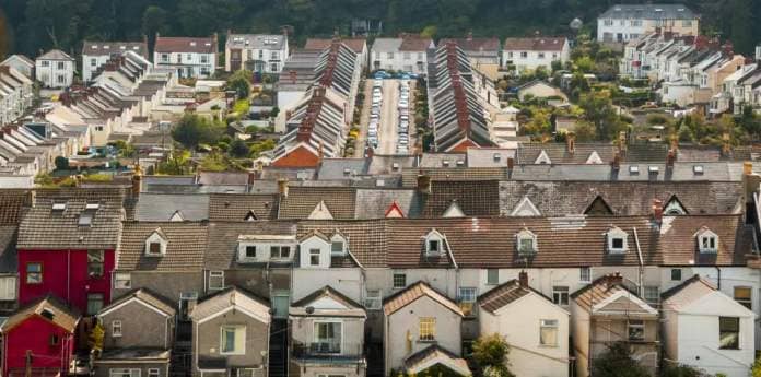 Typical British terraced housing in Mumbles, Swansea Bay, Wales, UK. About 1.6 million existing borrowers have relatively cheap fixed-rate mortgage deals expiring this year.