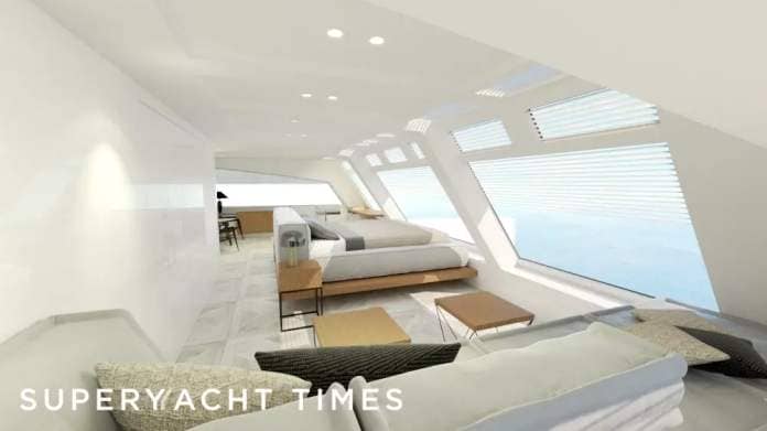CAT 100 yacht interior rendering