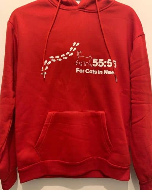 A friend of Ciara's has designed this hoodie for her to wear as she walks to raise funds for cats in need